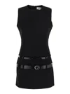 Coperni Black Sleeveless Mini Dress With Two Adjustable Belts On The Front In Tech Fabric Woman In Black