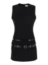 Coperni Black Sleeveless Mini Dress With Two Adjustable Belts On The Front In Tech Fabric Woman In Black