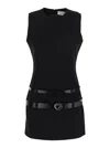 Coperni Black Sleeveless Mini Dress With Two Adjustable Belts On The Front In Tech Fabric Woman In Black