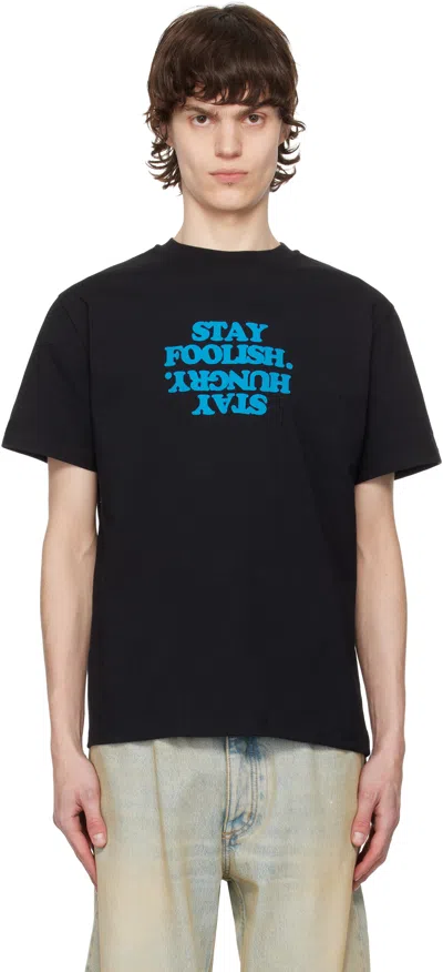 COPERNI BLACK 'STAY FOOLISH' PRINTED BOXY T-SHIRT