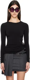 Coperni Gathered Leather-trimmed Top In Black