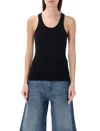 Coperni Ribbed Stretch Viscose Tank Top In Black