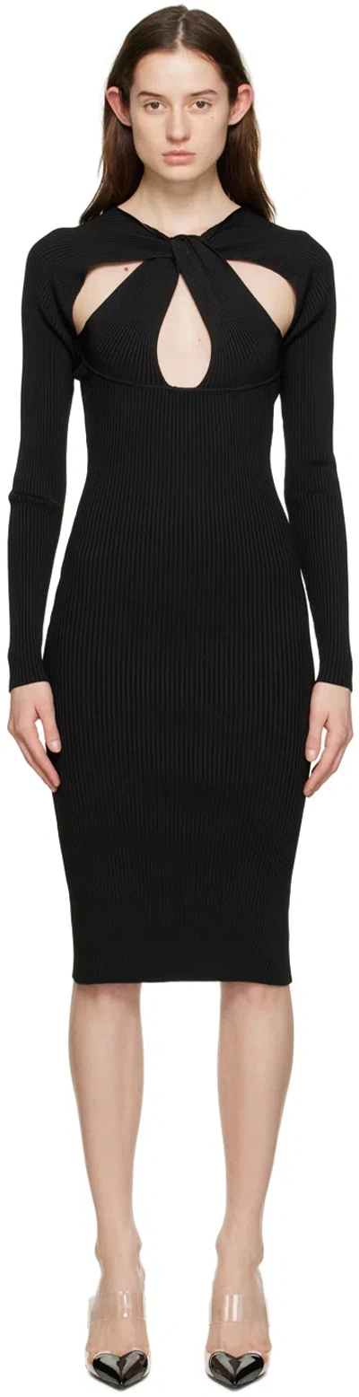 Coperni Black Twisted Cutout Midi Dress