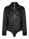 COPERNI BLACK VINTAGE-EFFECT LEATHER BODY JACKET