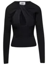 Coperni Black Long-sleeve Top With Twisted Cut-out Detail In Viscose Woman In Black