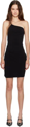 Coperni Asymmetric Draped Mini Dress In Black