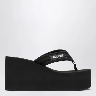 COPERNI COPERNI BLACK WEDGE SANDAL WITH LOGO