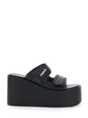 Coperni Black Wedges With Logo Patch On The Front And Touch-strap Closure In Leather Woman