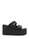 Coperni Black Wedges With Logo Patch On The Front And Touch-strap Closure In Leather Woman In Black