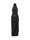 Coperni Blankets Long Draped Dress With High Neck In Black