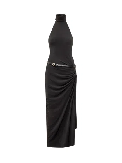 Coperni Blankets Long Draped Dress With High Neck In Black