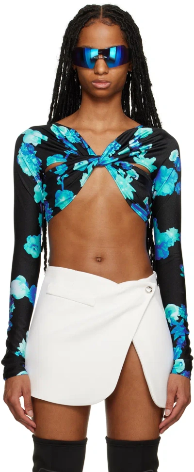 Coperni Draped Crop Top In Blue/black