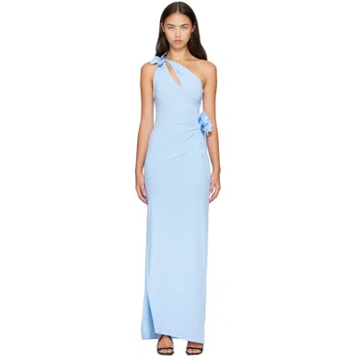 Coperni Blue Asymmetric Flower Maxi Dress