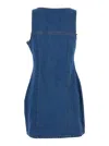 Coperni Denim Asymmetrical Flower Mini Dress In Blue