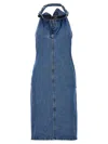 Coperni Waist Belt Halter Neck Midi Dress In Blue