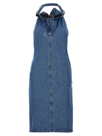 COPERNI BLUE BELT HALTER NECK DRESS