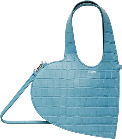 Coperni Blue Croco Mini Heart Tote