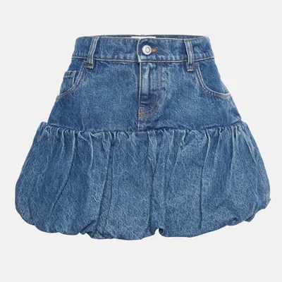 Pre-owned Coperni Blue Denim Bubble Hem Mini Skirt M