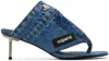 Coperni Blue Denim Open Thong Heeled Sandals In Wasblu Washed Blue