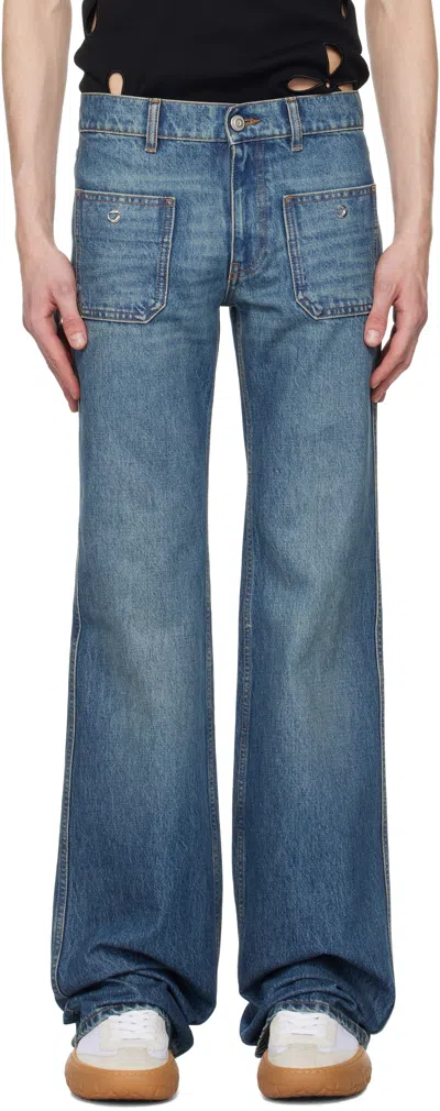 Coperni Blue Four Pocket Straight Leg Jeans In Blue Vintage