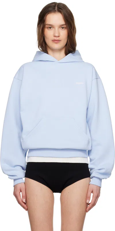 Coperni Blue Horn Hoodie In Blue-pink Print