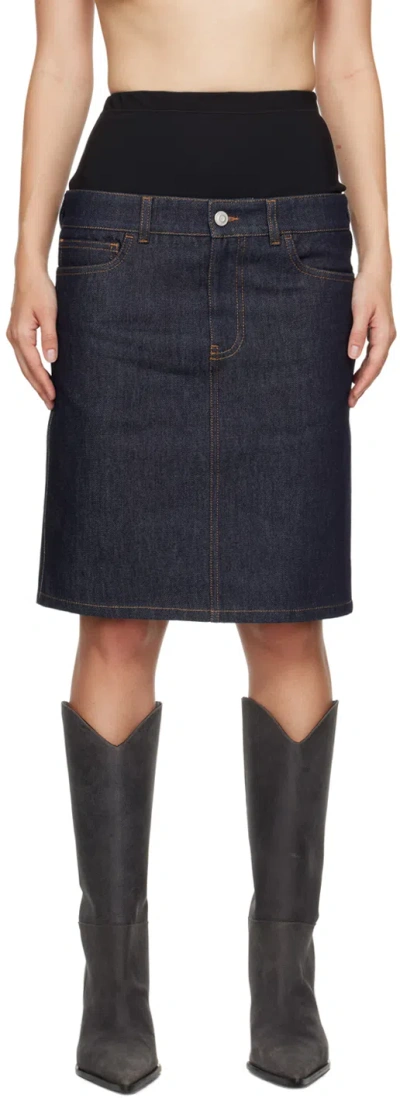 COPERNI BLUE HYBRID DENIM MIDI SKIRT