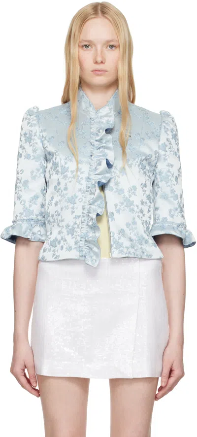 Coperni Blue Jacquard Slim-fit Pleated Jacket