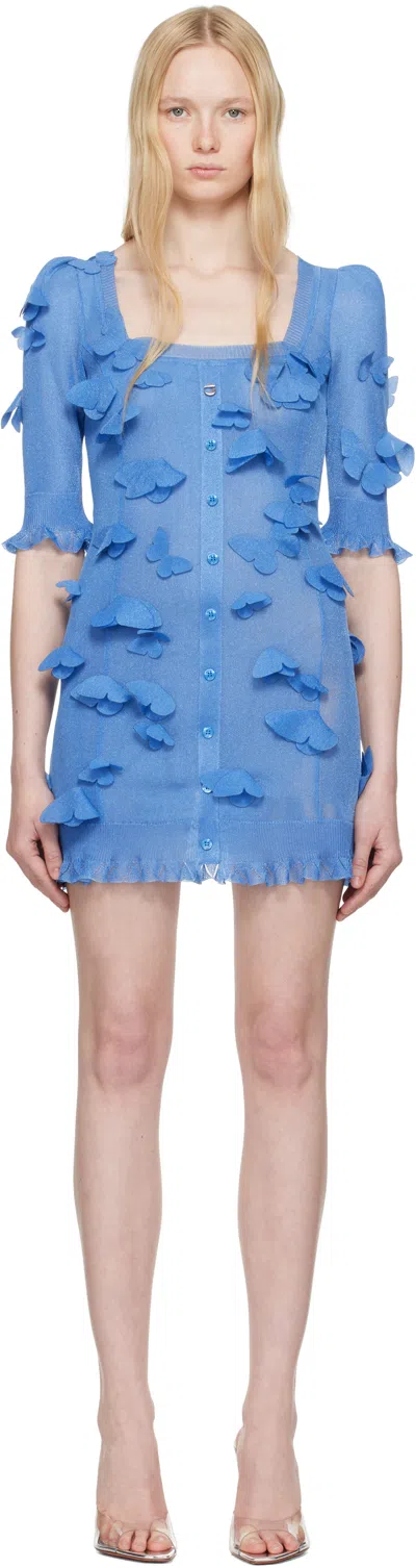 COPERNI BLUE KNITTED BUTTERFLY MINIDRESS