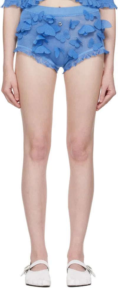 Coperni Blue Knitted Butterfly Shorts