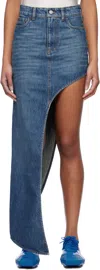 Coperni Blue Skirt With Logo Patch On The Rear And Diagonal One-leg Cut In Denim Woman In Blue Vintage