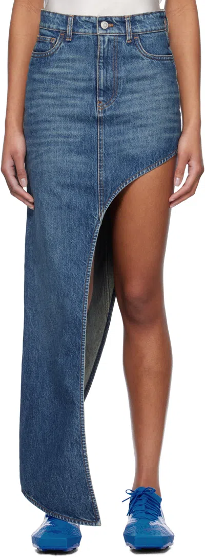 COPERNI BLUE ONE-LEG DENIM MIDI SKIRT