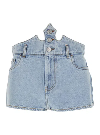Coperni Blue Shorts With Crown-shaped Design