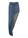 Coperni Blue Skirt With Logo Patch On The Rear And Diagonal One-leg Cut In Denim Woman