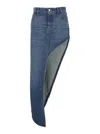 Coperni Blue Skirt With Logo Patch On The Rear And Diagonal One-leg Cut In Denim Woman In Blue
