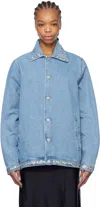 Coperni Collared Casual Jacket Studded Accents In Blue Washed