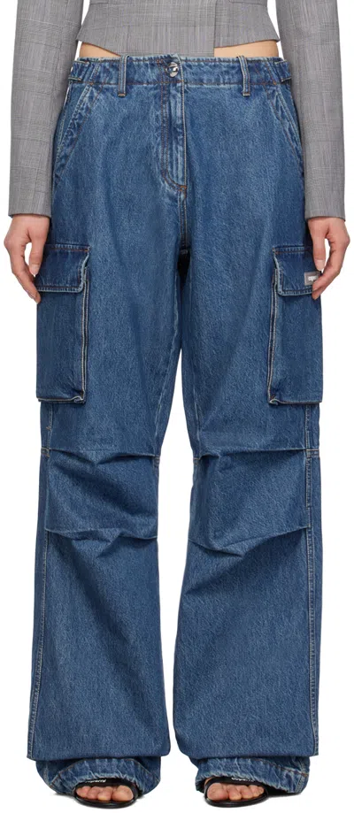 Coperni Womens Washed Blue Straight-leg Mid-rise Denim Jeans