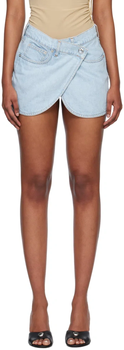 Coperni Asymmetric Wrap Skirt In Ice Blue Cotton Denim