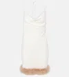 Coperni Boa Feather-trimmed Jersey Minidress In White