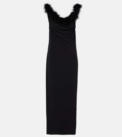 COPERNI BOA FEATHER-TRIMMED MAXI DRESS