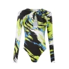 Coperni Abstract-print Twist-front Bodysuit In Multicolour