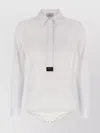Coperni Shirt-style Bodysuit With Logo Patch And Concealed Closure In White