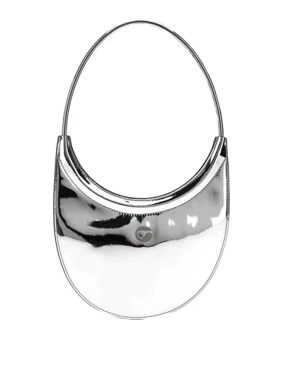 Coperni Ring Swipe Logo Plaque Shoulder Bag In Silver