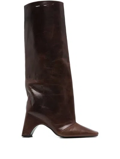 COPERNI COPERNI BROWN 'BRIDGET' HIGH BOOTS IN LEATHER