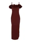 Coperni Bordeaux Long Dress With Ruched Details And Spaghetti Straps In Jersey Stretch Woman In Red