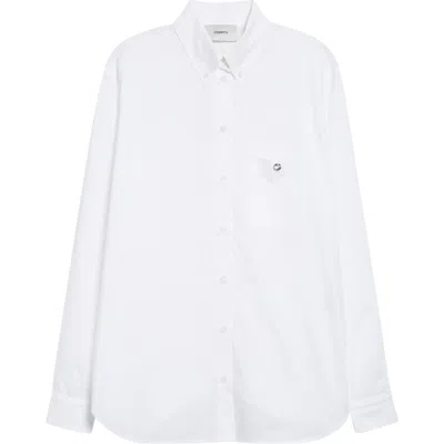 Coperni Boyfriend Logo Cotton Button-down Shirt In White