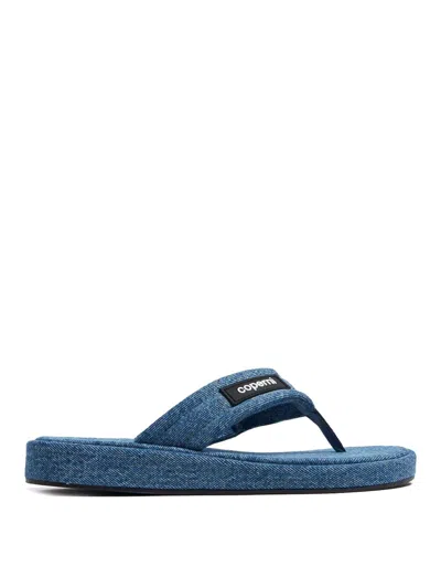Coperni Branded Denim Flip-flop In Medium Wash