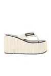 Coperni Branded Raffia Wedge Sandals In Beige