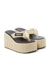 Coperni Branded Raffia Wedge Sandals In Neutral