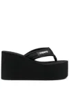 Coperni Wedge Heel Platform Sandals With Thong Strap In Black