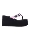 Coperni Quilted Strap Platform Wedge Sandal In Black Pink